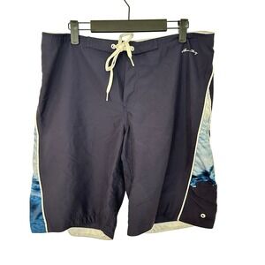 Aaron Chang Womens Navy Blue Wave Graphic Board Shorts with Pocket Size 11